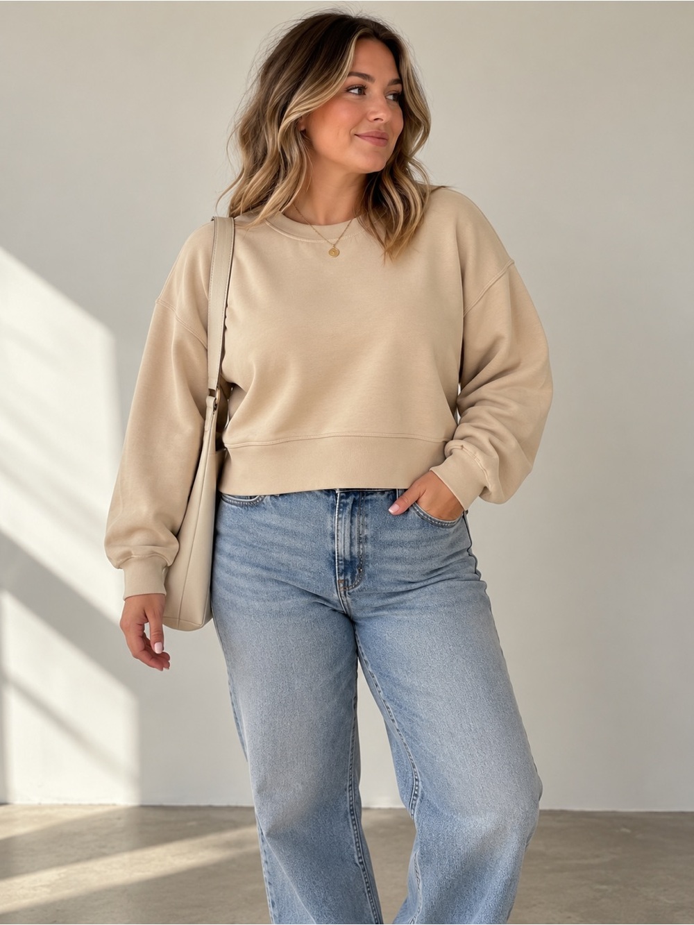 Lululemon Perfectly Cropped Softstreme Oversized Crewneck Sweatshirt Oat Beige